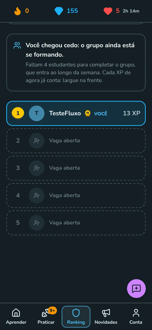 Liga do Math Mental com a roseta de apoiador ao lado do nome de um aluno